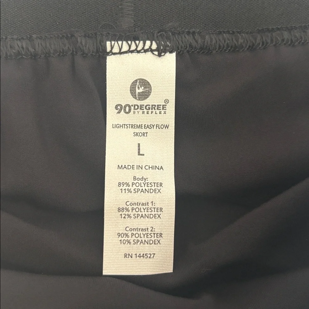 90 DEGREE BY REFLEX Lightstreme Hybrid Pleated Skort in Black Size Large NWT